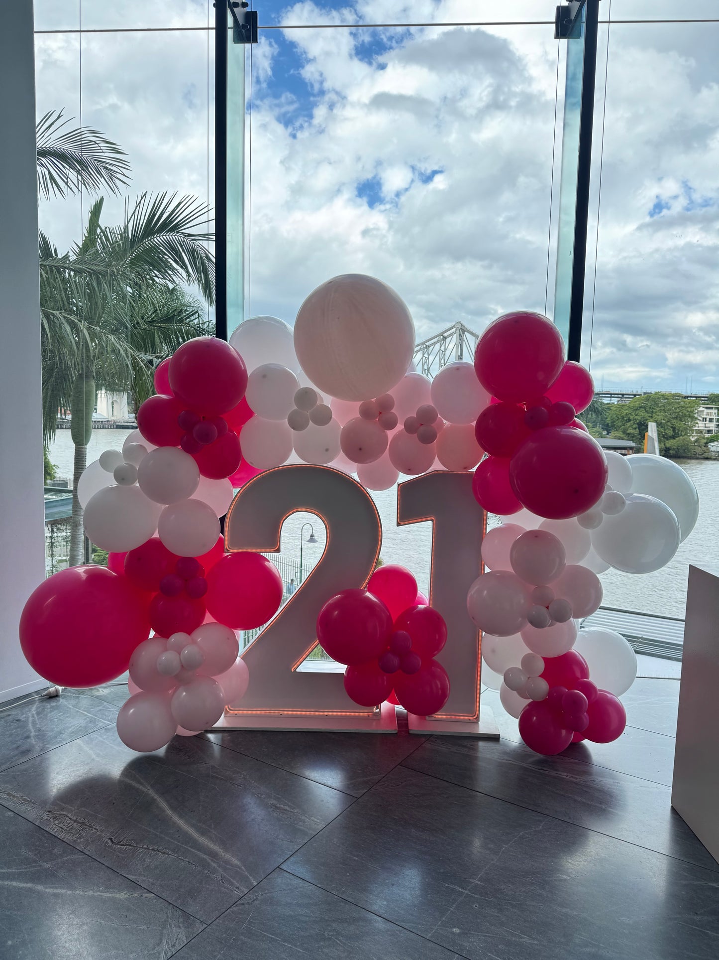 21st Birthday Light Up Numbers & Balloons, Balloon Arch Brisbane, Light Up Numbers Brisbane, 21st Birthday Balloons, Balloons For 21st, Balloon Arch For Birthday Party