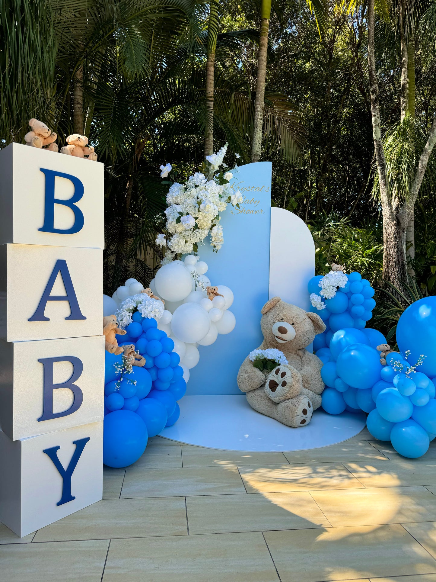 Custom Balloon Arch for Baby Shower: “Elegant custom balloon arch in pastel colors for a baby shower, creating a stunning photo backdrop, Luxurious Balloon Garland: “Sophisticated balloon garland with metallic and pastel balloons, enhancing the baby shower decor. Personalized Baby Shower Balloons: “Customized balloons with baby’s name and due date, perfect for a personalized baby shower celebration,