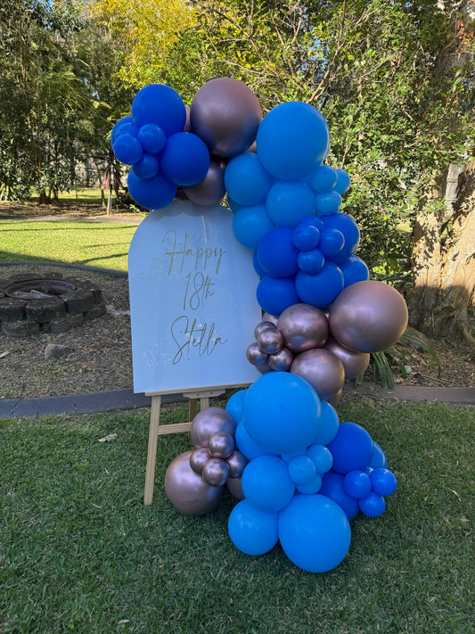 18th Birthday Easel with Balloons and Venue Balloons