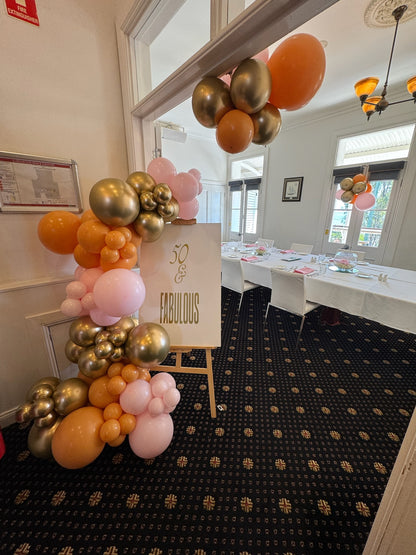 birthday balloons and signage