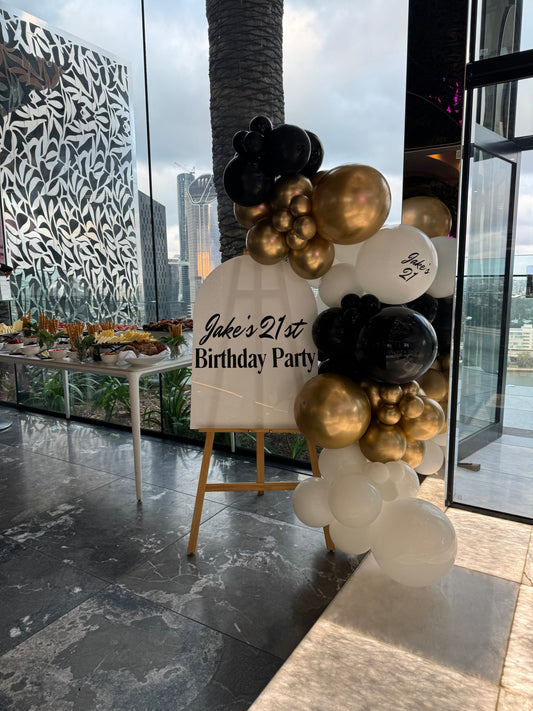 Balloons, 21st birthday, party, Brisbane, colorful, decorations, celebration, festive, vibrant, pink, blue, gold, event