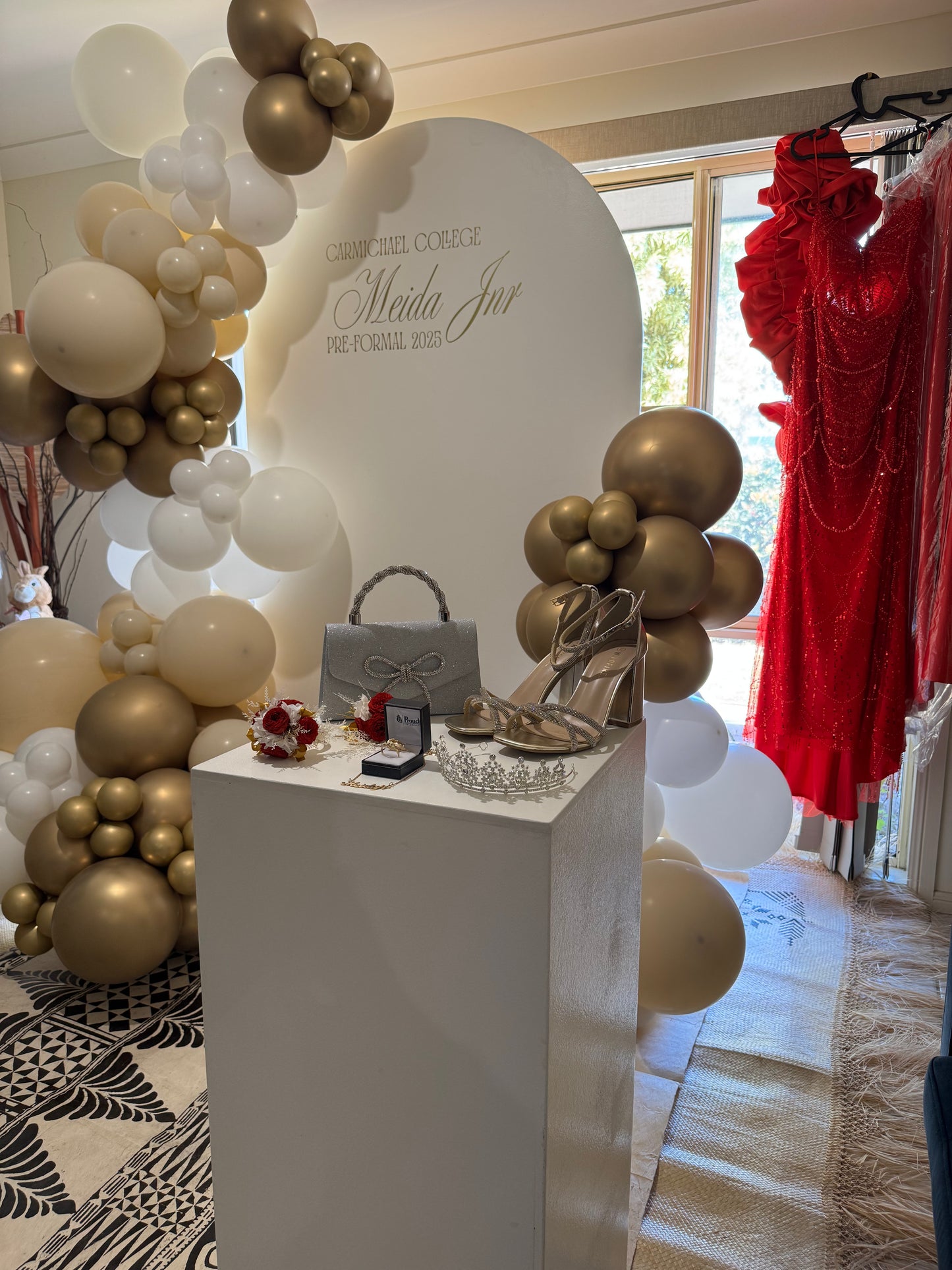 Balloon Arch Backdrop with Personalised Signage